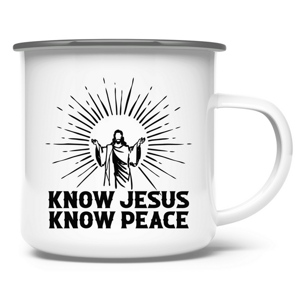 Emaille Tasse know jesus know peace