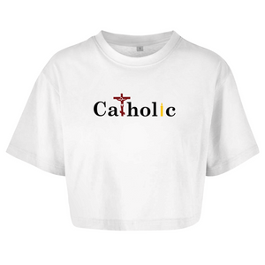 Damen Oversize Crop Top catholic