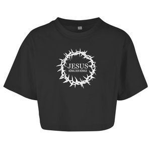 Damen Oversize Crop Top jesus könig der könige dornenkrone