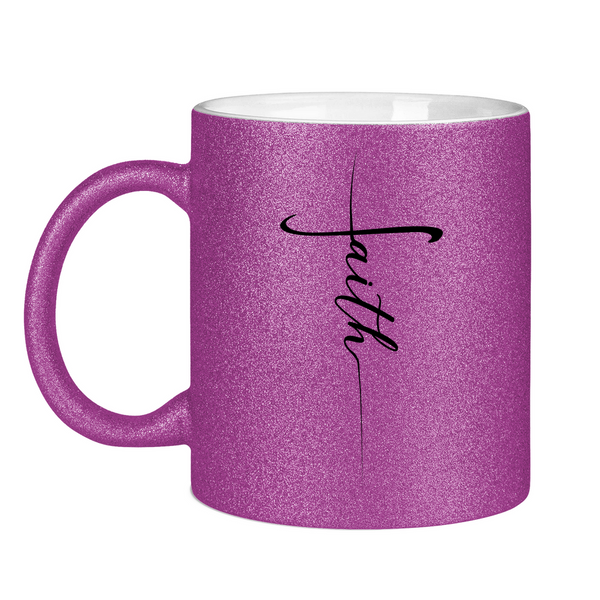 Glitzertasse faith kreuz