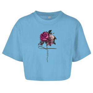 Damen Oversize Crop Top jesus blumen