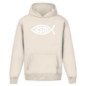Oversize Hoodie Ohne Kordel fisch symbol ICHTHYS Jesus