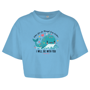 Damen Oversize Crop Top Deep Waters Isaiah 43:2