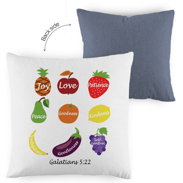 Kopfkissen zweifarbig joy love peace galatians 5:22