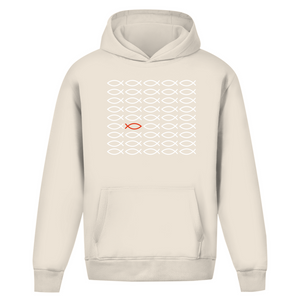 Oversize Hoodie Ohne Kordel fisch symbol ICHTHYS