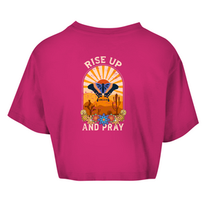 Damen Oversize Crop Top rise up and pray