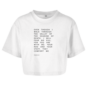 Damen Oversize Crop Top i will fear no evil psalm 23:4