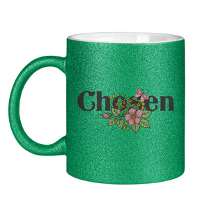 Glitzertasse chosen blumen