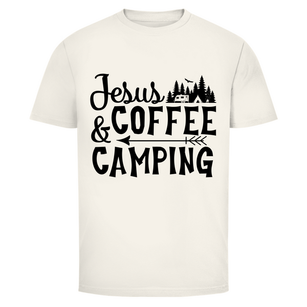 Herren T-Shirt jesus coffee camping