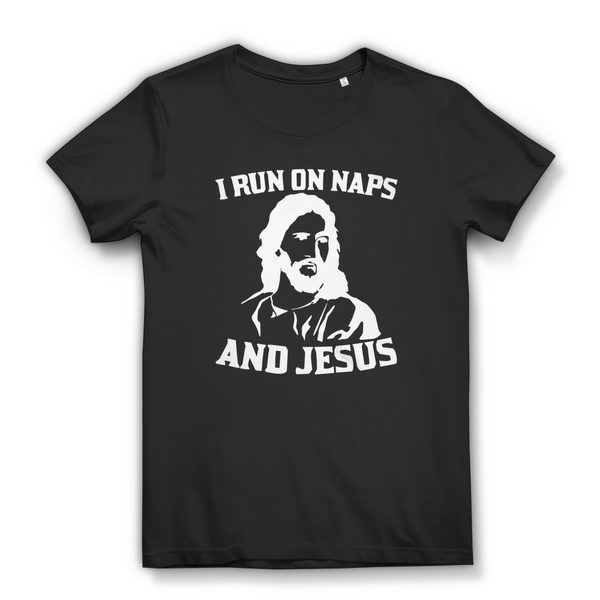 Damen Bio T-Shirt i run on naps and jesus