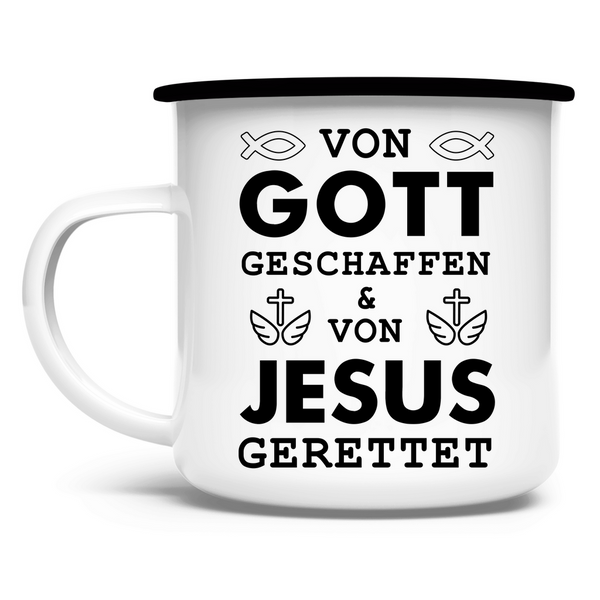 Emaille Tasse von gott geschaffen