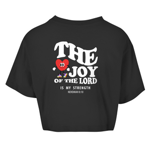 Damen Oversize Crop Top the joy of the lord nehemiah 8:10