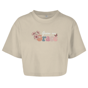 Damen Oversize Crop Top grow in grace