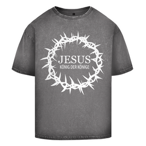 Oversize Washed T-Shirt jesus könig der könige dornenkrone