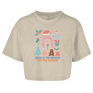 Damen Oversize Crop Top jesus is the reason for the season