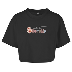 Damen Oversize Crop Top made to worship