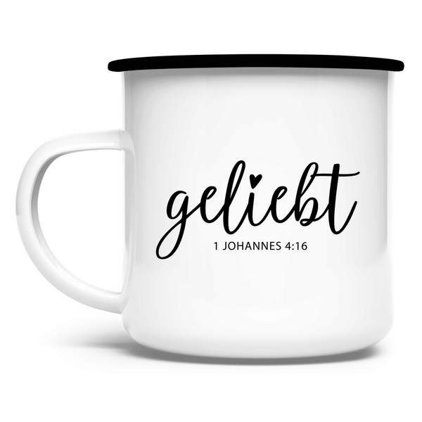 Emaille Tasse geliebt 1 johannes 4:16