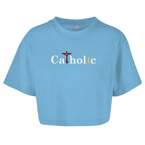 Damen Oversize Crop Top catholic