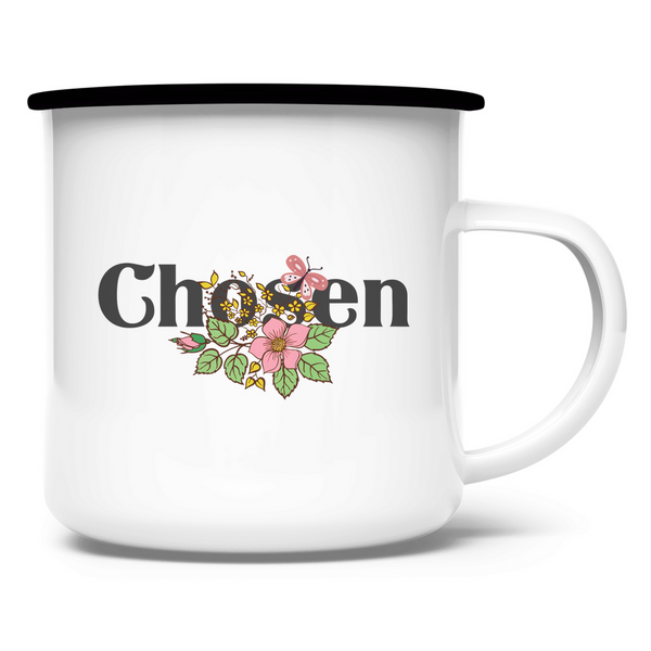 Emaille Tasse chosen blumen