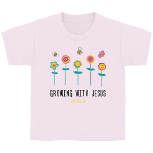 Kinder T-Shirt growing with jesus 2 peter 3:18