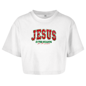 Damen Oversize Crop Top jesus is the reason for the season
