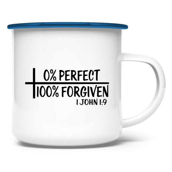 Emaille Tasse 100% forgiven 1 john 1:9