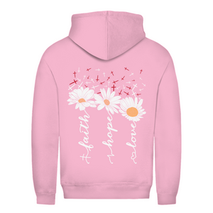 Damen Hoodie faith hope love blumen