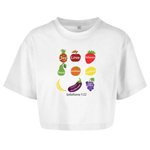 Damen Oversize Crop Top Joy Love Patience galatians 5:22