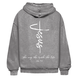 Oversize Washed Hoodie the way the truth the life john 14:6