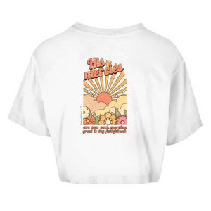 Damen Oversize Crop Top great is thy faithfulness lamentations 3:23