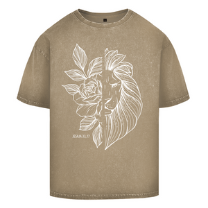 Oversize Washed T-Shirt Blume Löwe jesaja 33,17