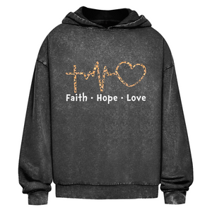 Oversize Washed Hoodie faith hope love