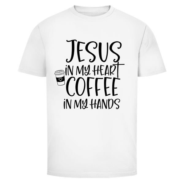 Herren T-Shirt jesus in my heart coffee in my hands