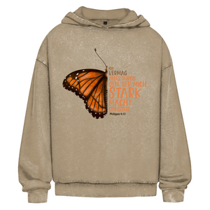 Oversize Washed Hoodie der mich stark macht schmetterling