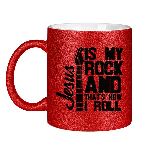 Glitzertasse jesus is my rock gitarrenspieler