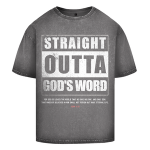 Oversize Washed T-Shirt straight outta gods word john 3:16