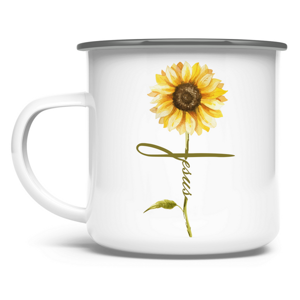 Emaille Tasse jesus sonnenblume