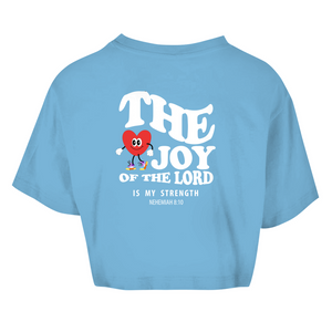 Damen Oversize Crop Top the joy of the lord nehemiah 8:10