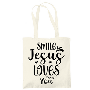 Tragetasche smile jesus loves you