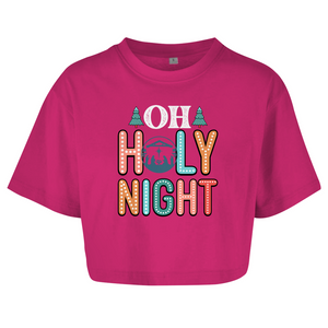 Damen Oversize Crop Top oh holy night