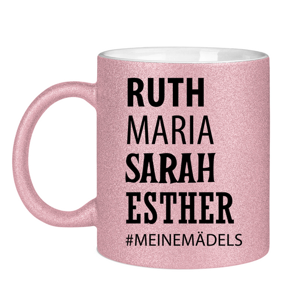 Glitzertasse ruth maria sarah esther