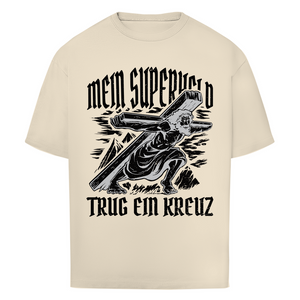 Oversize T-Shirt mein superheld trug ein kreuz