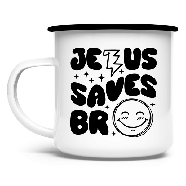 Emaille Tasse jesus saves bro