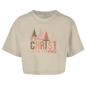 Damen Oversize Crop Top merry christmas