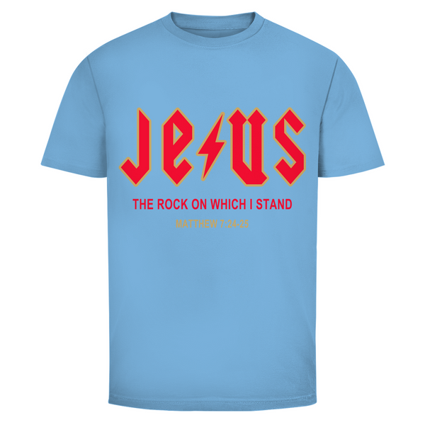 Herren T-Shirt jesus the rock matthew 7:24-25