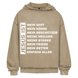 Oversize Washed Hoodie jesus ist mein gott