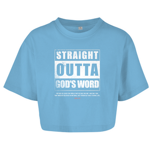 Damen Oversize Crop Top straight outta gods word john 3:16