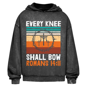 Oversize Washed Hoodie every knee shall bow romans 14:11