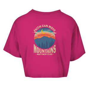 Damen Oversize Crop Top faith can move mountains matthew 17:20