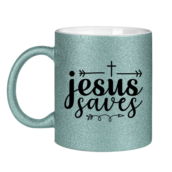 Glitzertasse jesus saves